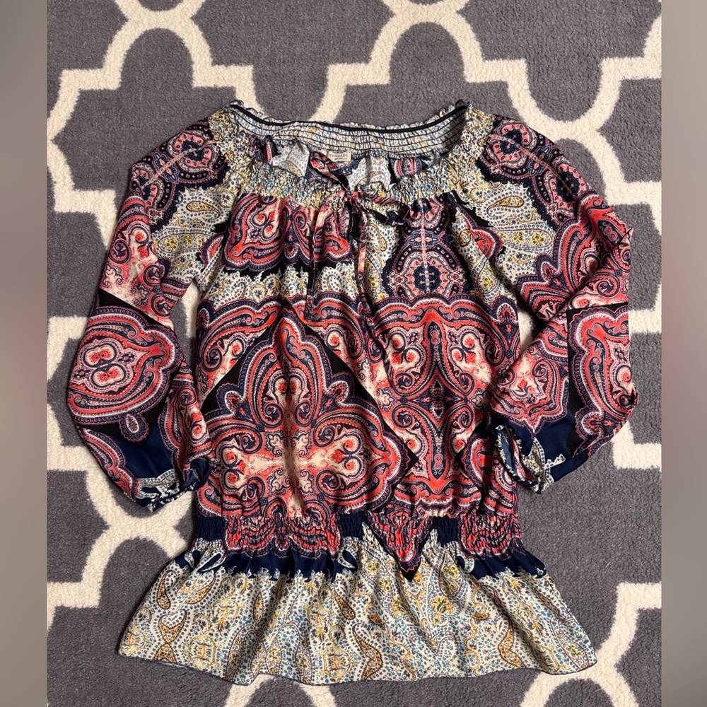 Paisley Print Smocked Women's Top